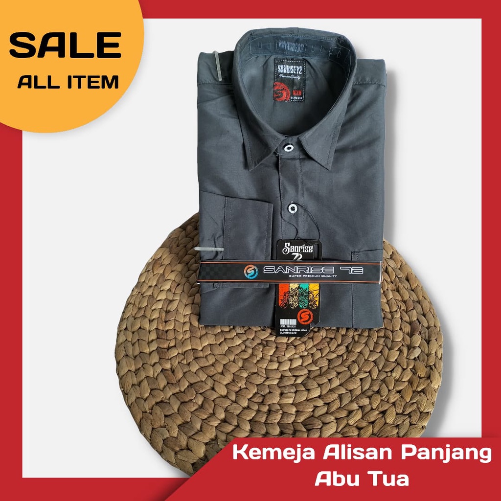 Kemeja alisan polos panjang pria/kemeja polos