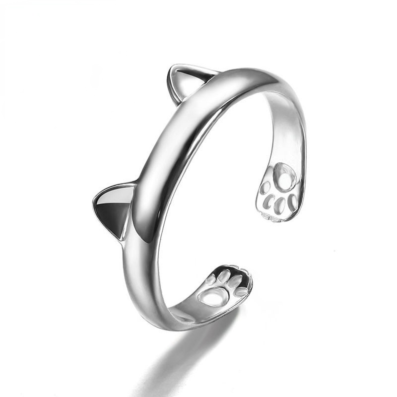 Cincin Bentuk Telinga Kucing | Cincin Ekor | Aksesoris Pria / Wanita | Sendok Garpu Bahan Stainless Steel