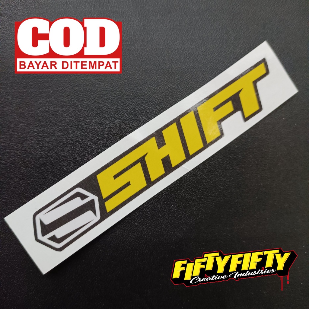 Stiker Print Cut SHIFT Stiker Printing Laminasi Glossy Stiker Motor Mobil Helm Sudah Membentuk Pola Desain