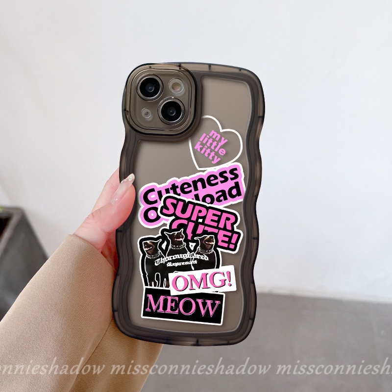 Label Inggris Keren Cat Case Realme C25Y C15 5 6i C35 C25 C12 C21Y C33 C11 C30 C25s 10 9i 8 8i 7i 5i 7 5s C20 8Pro C17 C20A 9Pro+9c3 Trendy Brand Sticker Wavy Edge TPU Soft Sarung