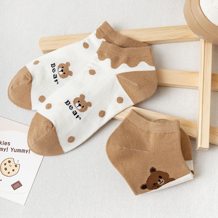 Aksesoris Fashion Wanita Kaos Kaki Perempuan Motif Bear Lucu Ankle Socks Dewasa Korean Style