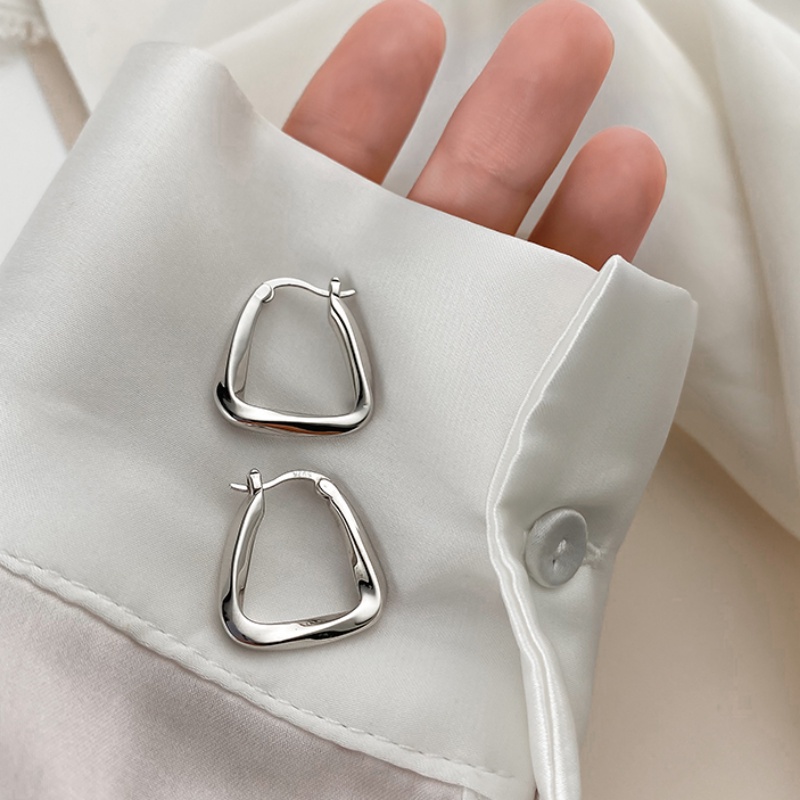 Roselife Korea Perak Chunky Geometri Berongga Square Hoop Earrings Untuk Wanita Gadis Fashion Geometric Statement Earrings Perhiasan Hadiah