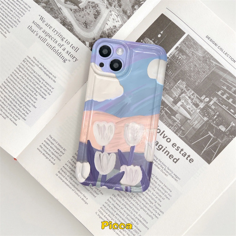 Seni Lukisan Cat Minyak Bunga Casing Redmi Note11 9 10 11s 10s Redmi A1 10A 9A 10 9T 9C NFC Note10 Note9 Note10s Note11 Spring Fresh Flowers Tulips Shockproof Airbag Soft TPU Case Cover