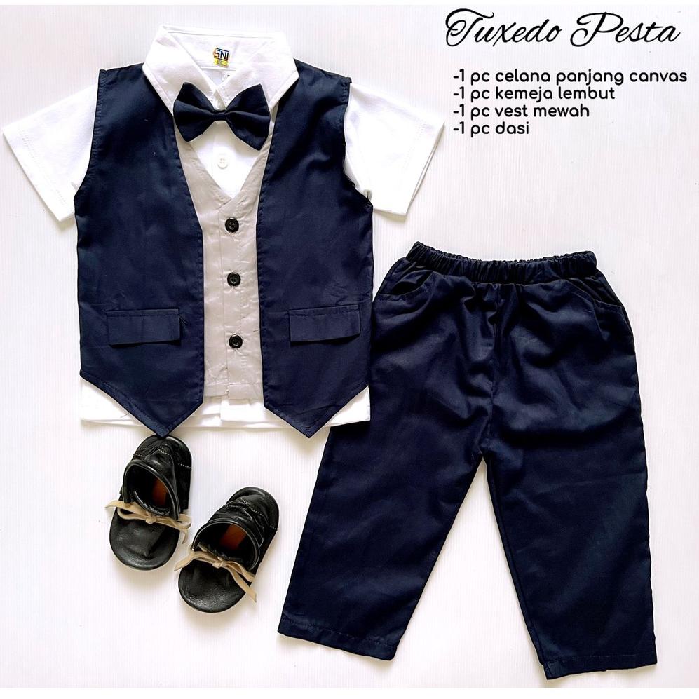 [ART. 450825] Tuxedo Pesta 1 - 3 tahun set Baju setelan kemeja rompi celana panjang pergi kondangan 
