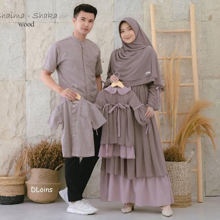 TREN TERBARU shaima dress couple gamis kekinian set anak gamis dua layer