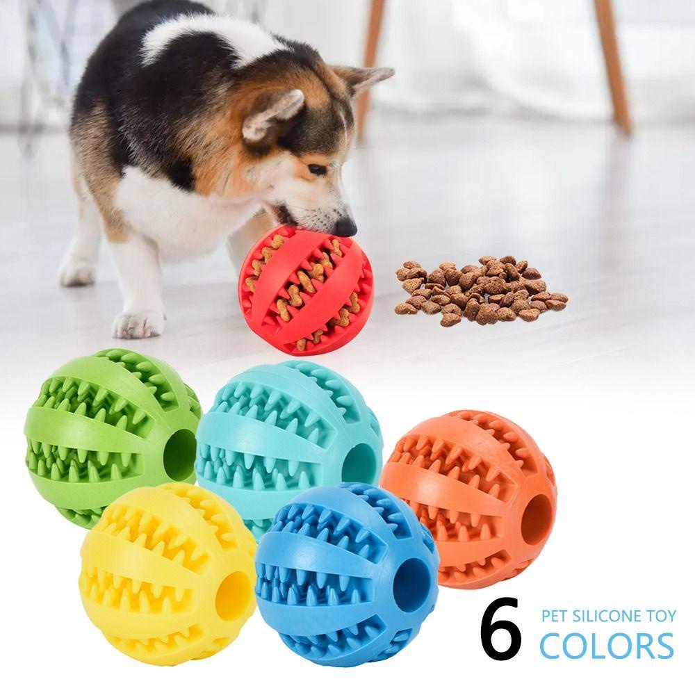 Solighter Pet Silicone Mainan Bola Kebocoran Makanan Sikat Gigi Anjing Alat Edukasi Bola Karet Interaktif