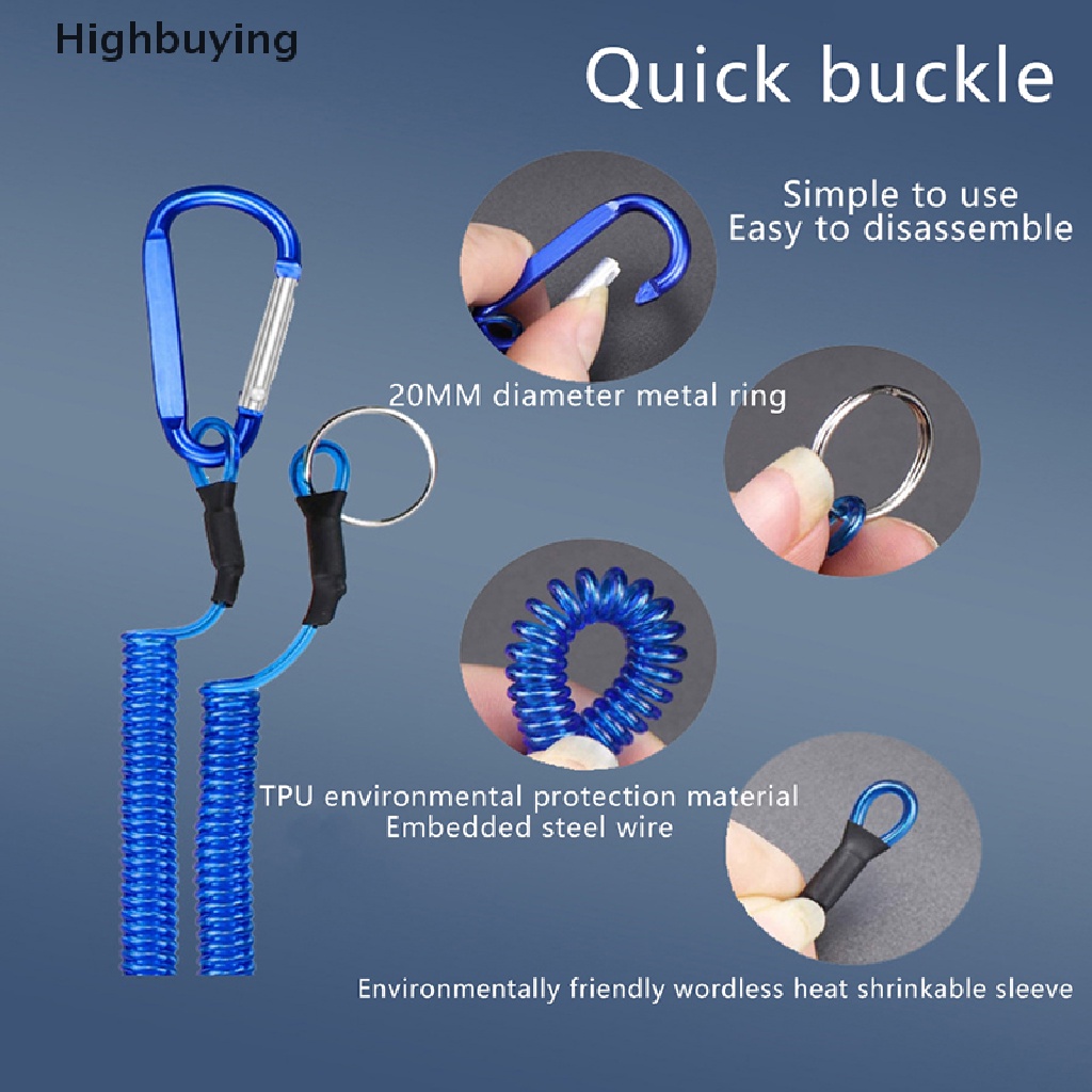 Hbid Tali Kawat Carabiner Elastis Tinggi Gantungan Kunci Anti Hilang Lanyard Key Rope Retractable Wire Rope Alat Pancing Ditarik Disesuaikan Glory