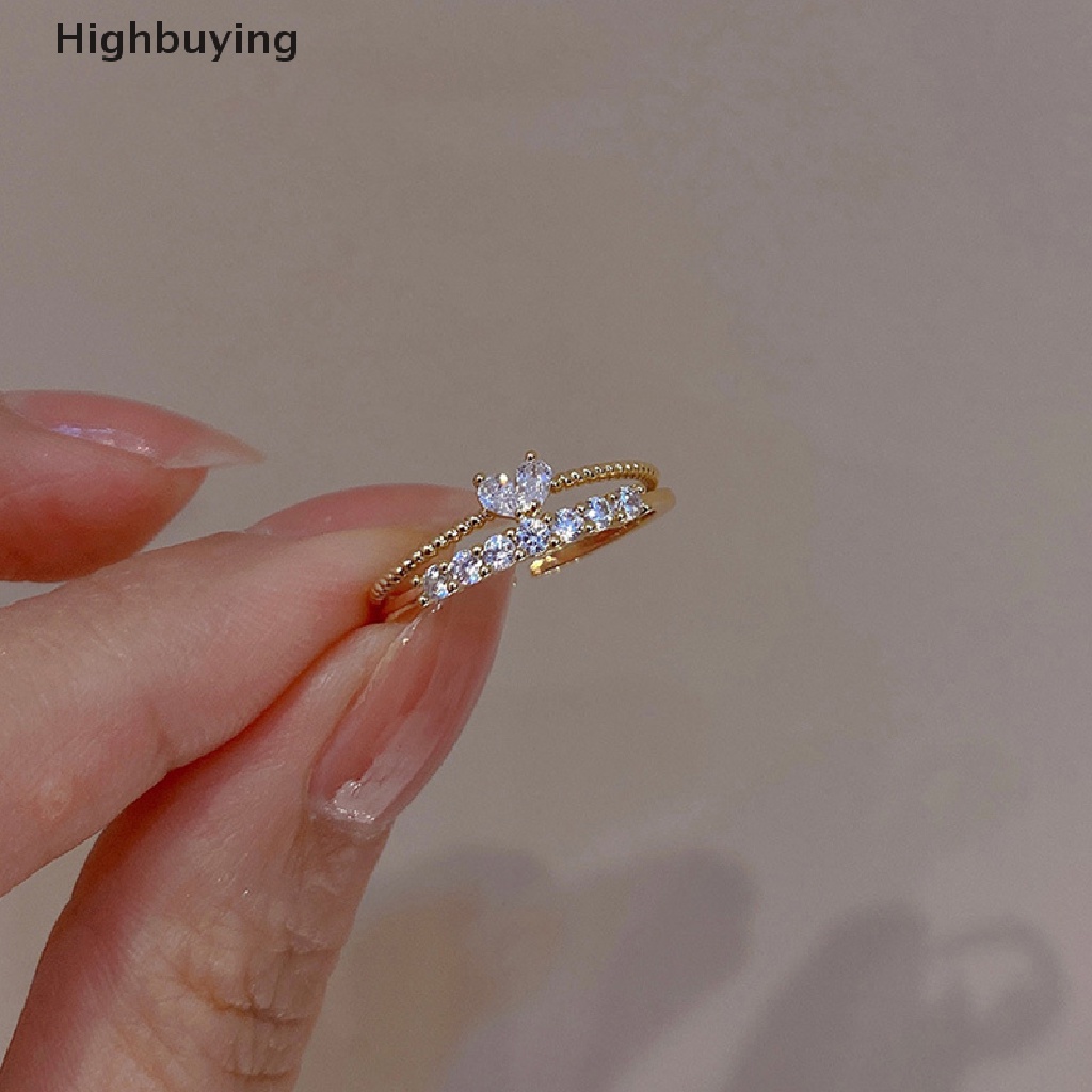 Hbid Fashion Baru Hati Berlian Imitasi Cincin Adjustable Lucu Rings Untuk Wanita Pernikahan Pertunangan Perempuan Perhiasan Cincin Hadiah Glory