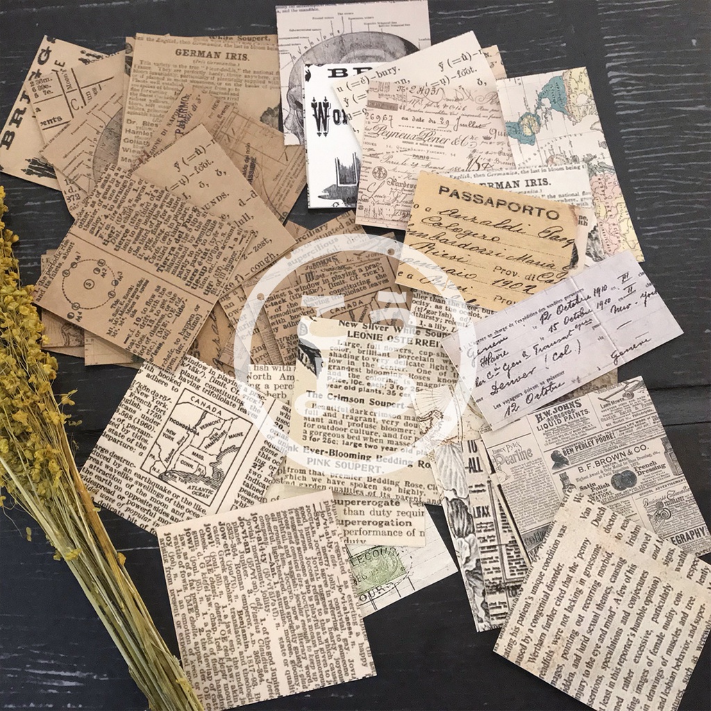 

46 pcs Stiker Kraft + HVS Gambar Vintage untuk Jurnal / Scrapbook (Pack M)