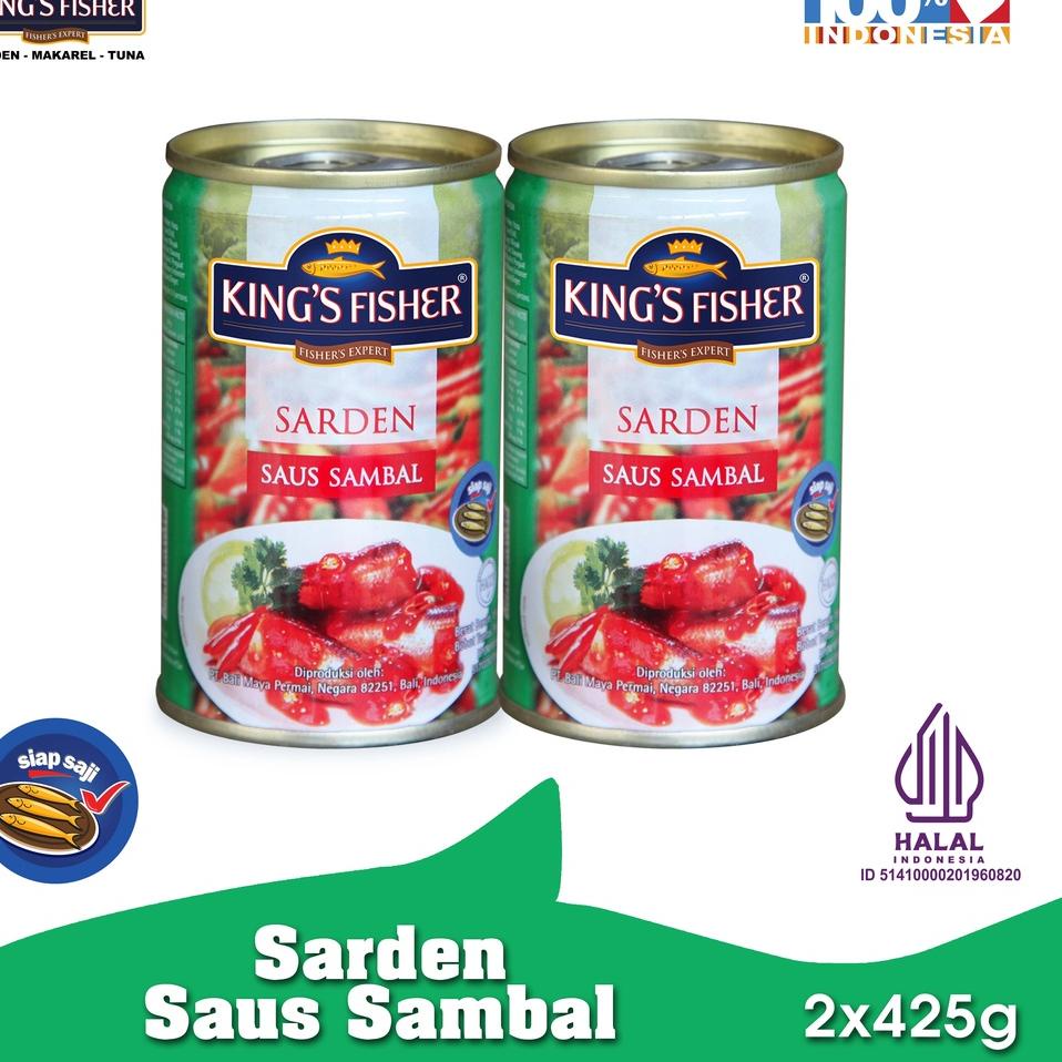 

HOT Product King's Fisher Paket 2 pcs Sarden saus sambalMakanan Kaleng 425 gr buruan