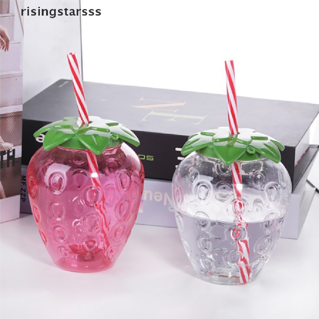 Rsid Span-new Spring Strawberry Straw Botol Air portable Nanas Gelas Plastik Untuk Musim Semi Pernikahan Baby Shower Pesta Ulang Tahun Desktop Decor Jelly