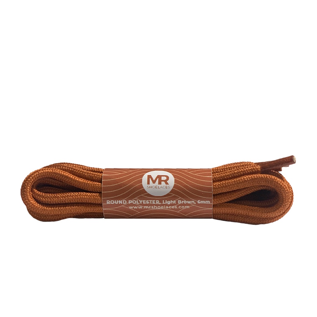 Original MR Shoelaces RP27 Coklat Muda (Light Brown) Tali Sepatu Bulat Round Big 6mm Shoelaces 90cm 100cm 120cm 150cm 180cm-200cm Polyester