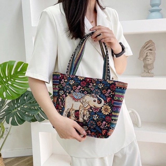 MAANGE Tas Tote Motif Gajah Wanita Import Tas Totebag Handbag 1275