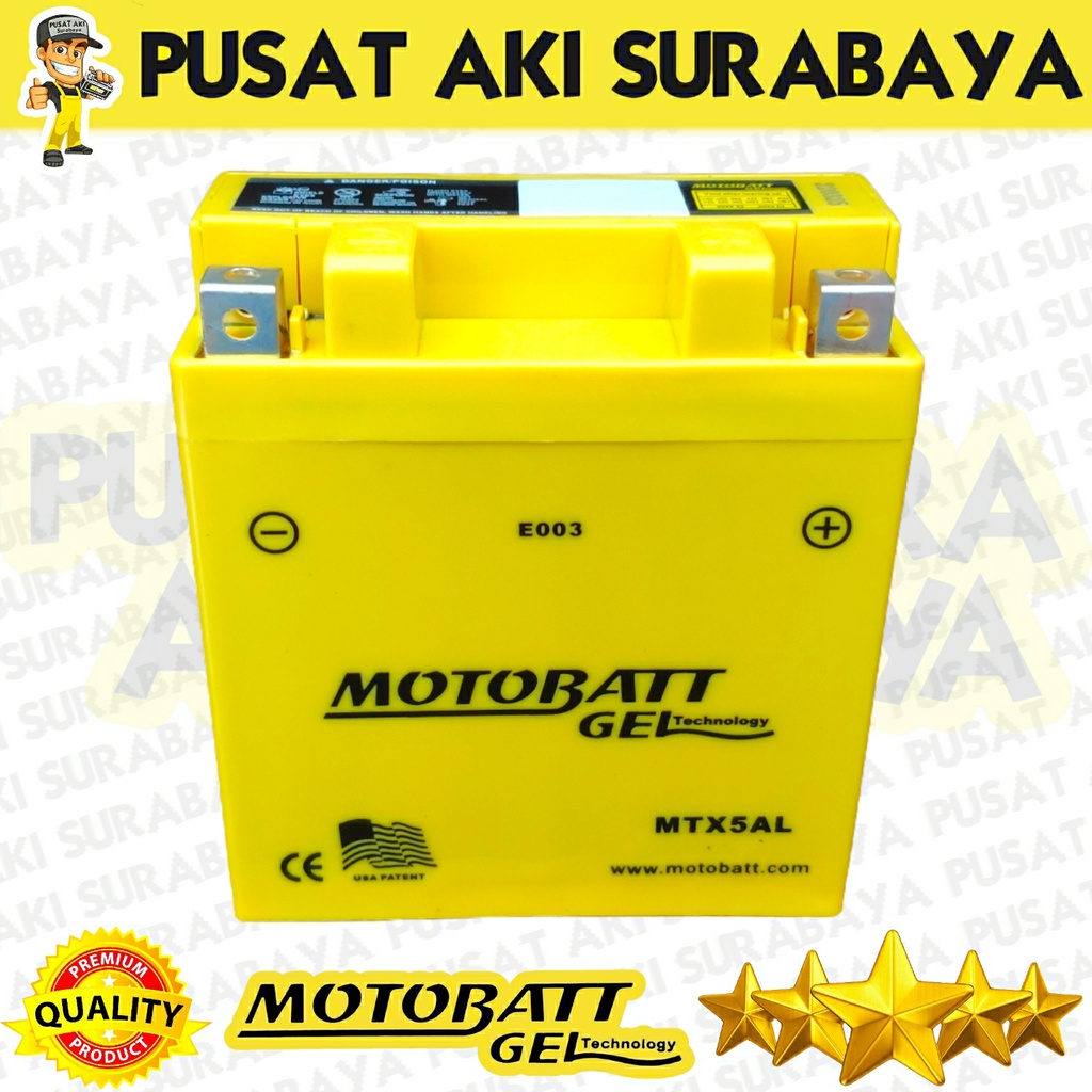 GARANSI AKI ORIGINAL MOTOBATT MTX5AL 12 VOLT 5 AMPER TITAN ACCU KERING MF JAMINAN KUALITAS GM5Z GT6A YB5LB YT7C