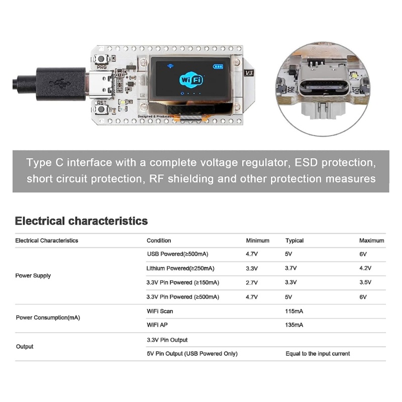 Btsg ESP32 Papan Pengembangan Upgraded 8MB Flash WiFi, ESP32 OLED 0.96 Inch OLED Display CP2102 Internet Untuk