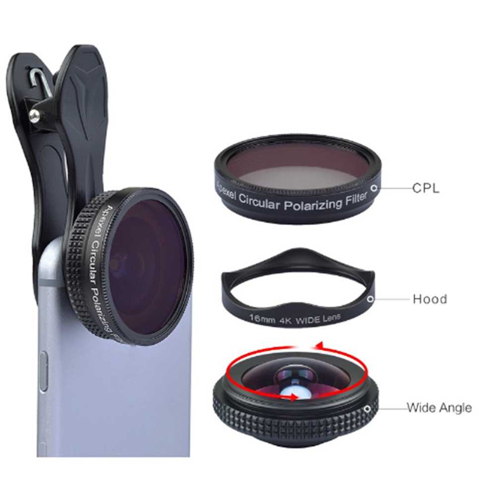 APEXEL Lensa Super Wide Angle 16mm with CPL Lens - APL-16MMH