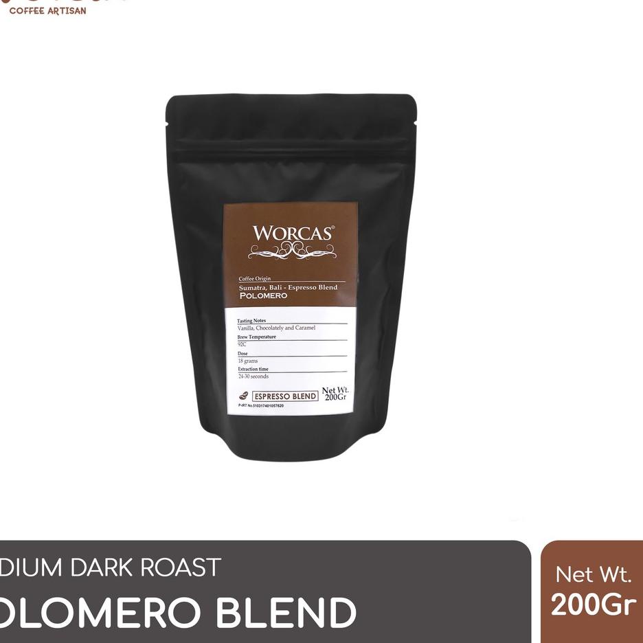 

❃ WORCAS Kopi Polomero Espresso Blend 200 Gram | Es Kopi Susu Blend ♀
