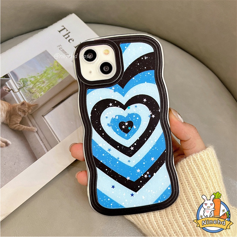 Xiaomi Redmi 12C A1 A1+ 10C 10A 10 9 9A 9C 9T Redmi Note 11 11s 10 10s 9 9s 8 Pro Xiaomi 11 Lite 11T Pro 10T Pro 12 Pro Poco F3 X3 Pro NFC  Poco X4 Pro Bling Stars Love Heart Casing Ponsel Tahan Guncangan Case Wavy Edge