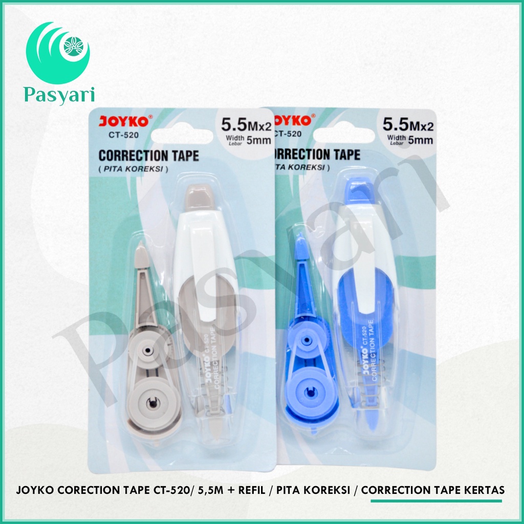 

JOYKO CORECTION TAPE CT-520/ 5,5M + REFIL / pita koreksi / correction tape kertas