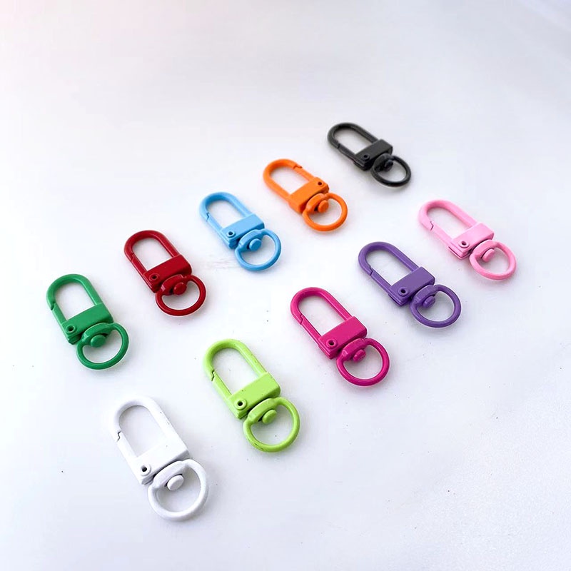 10pcs Warna Rantai Lobster Logam Kait Gantungan Kunci Putar Warna Gantungan Kunci Untuk Membuat Perhiasan DIY Key Chain Accessories