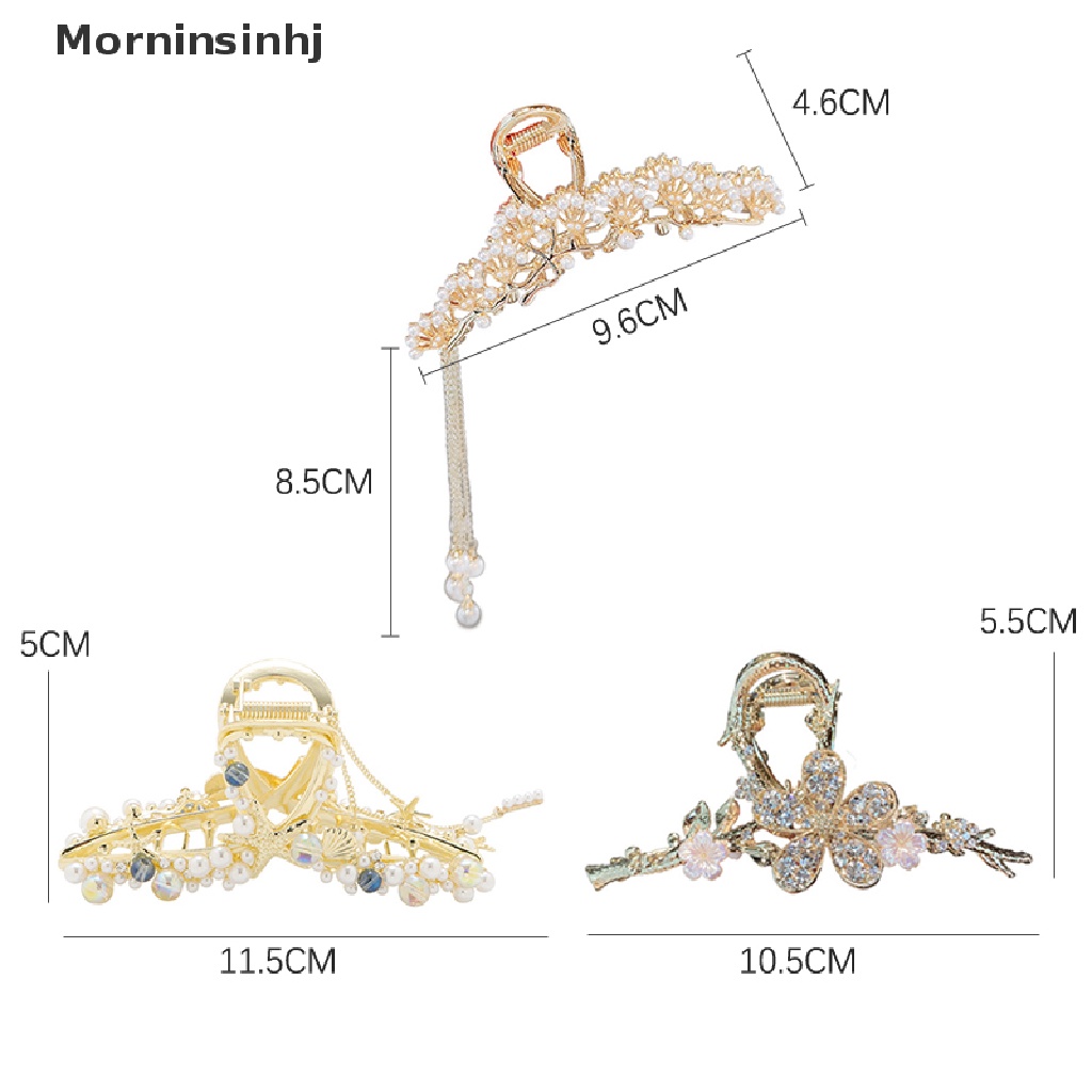 Mornin Mutiara Rumbai Rambut Klip Bintang Laut Jepit Rambut Hair Claw Berlian Imitasi Hiu Klip Perhiasan id