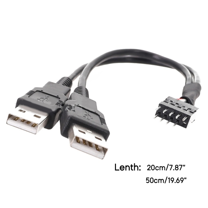 Btsg Dual USB-A Male Header Ke Motherboards 9Pin Konektor Kabel Converter Adapter Cord Untuk Mainboard Komputer