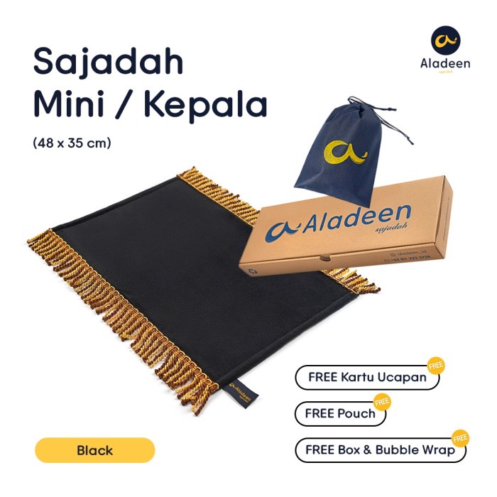 Sajadah Sajadah Aladeen Kecil Mini / Kepala Bulu Tipis Polos - Hitam