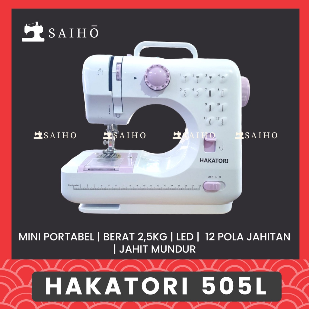 HAKATORI - Mesin Jahit Mini Portable SM 505L | 12 Pola Jahitan