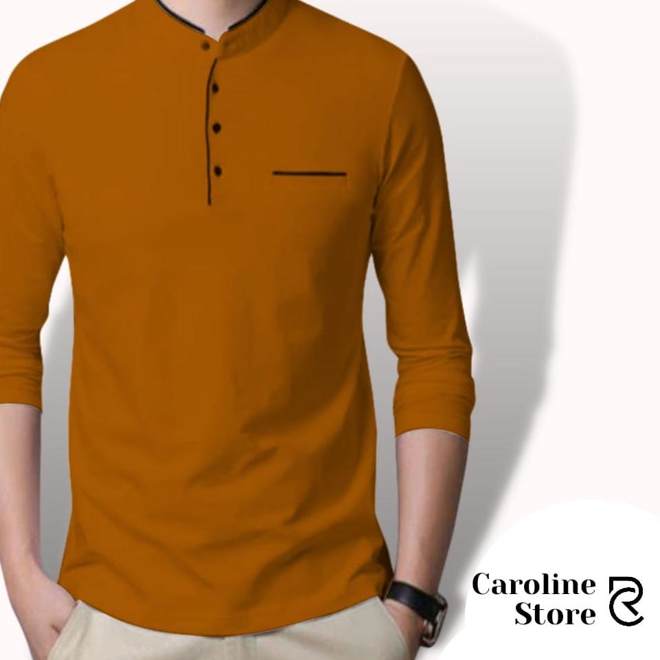 Menarik cuci gudang kaos kerah shanghai pria lengan panjang