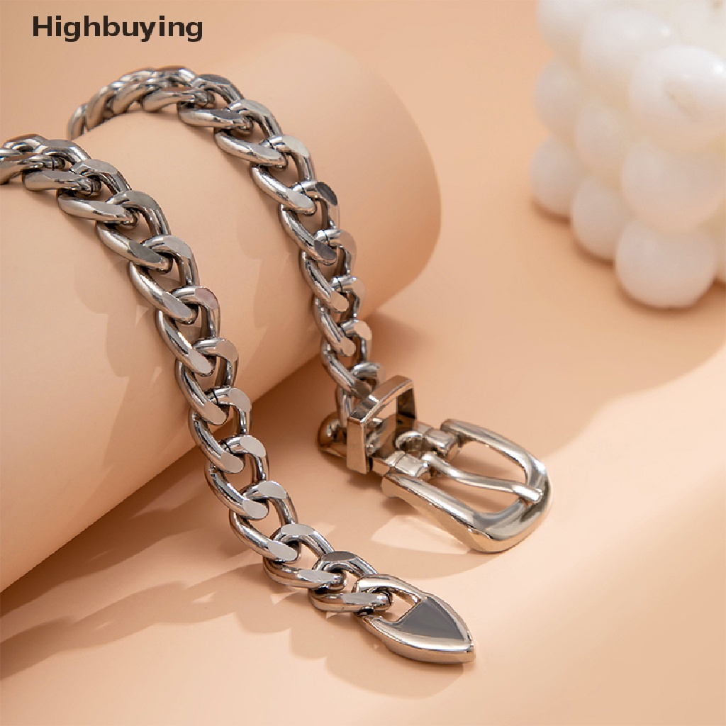 Hbid Fashion Hip Hop Punk Metal Belt Gesper Rantai Choker Kalung Perhiasan Untuk Wanita Tebal Chunky Klavikula Rantai Kalung Glory