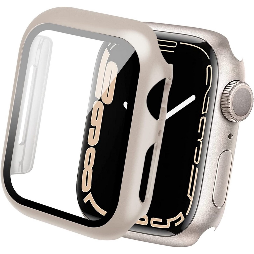 COVER BASIC STARLIGHT GLASS CASE APPLE WATCH - SERIES ULTRA 8 7 6 5 4 3 2 1 SE | SIZE 49mm 45mm 44mm 42mm 41mm 40mm 38mm | tempered glass pelindung layar case iwatch