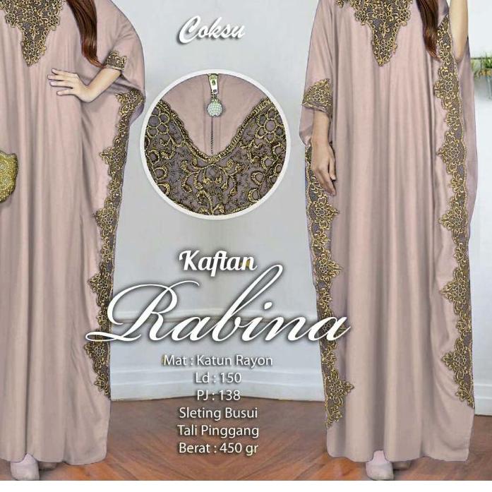 ➧ Kaftan Rabina Katun Rayon Jumbo Bigsize / Kaftan Payet Mote Busui ➳
