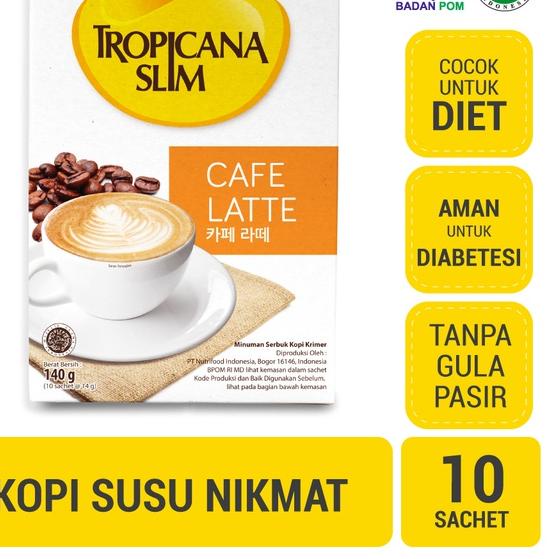 

12.12 BIG SALE FASION Tropicana Slim Cafe Latte 10 Sachet 14gr - Kopi Susu Nikmat Tanpa Gula Pasir gas !!