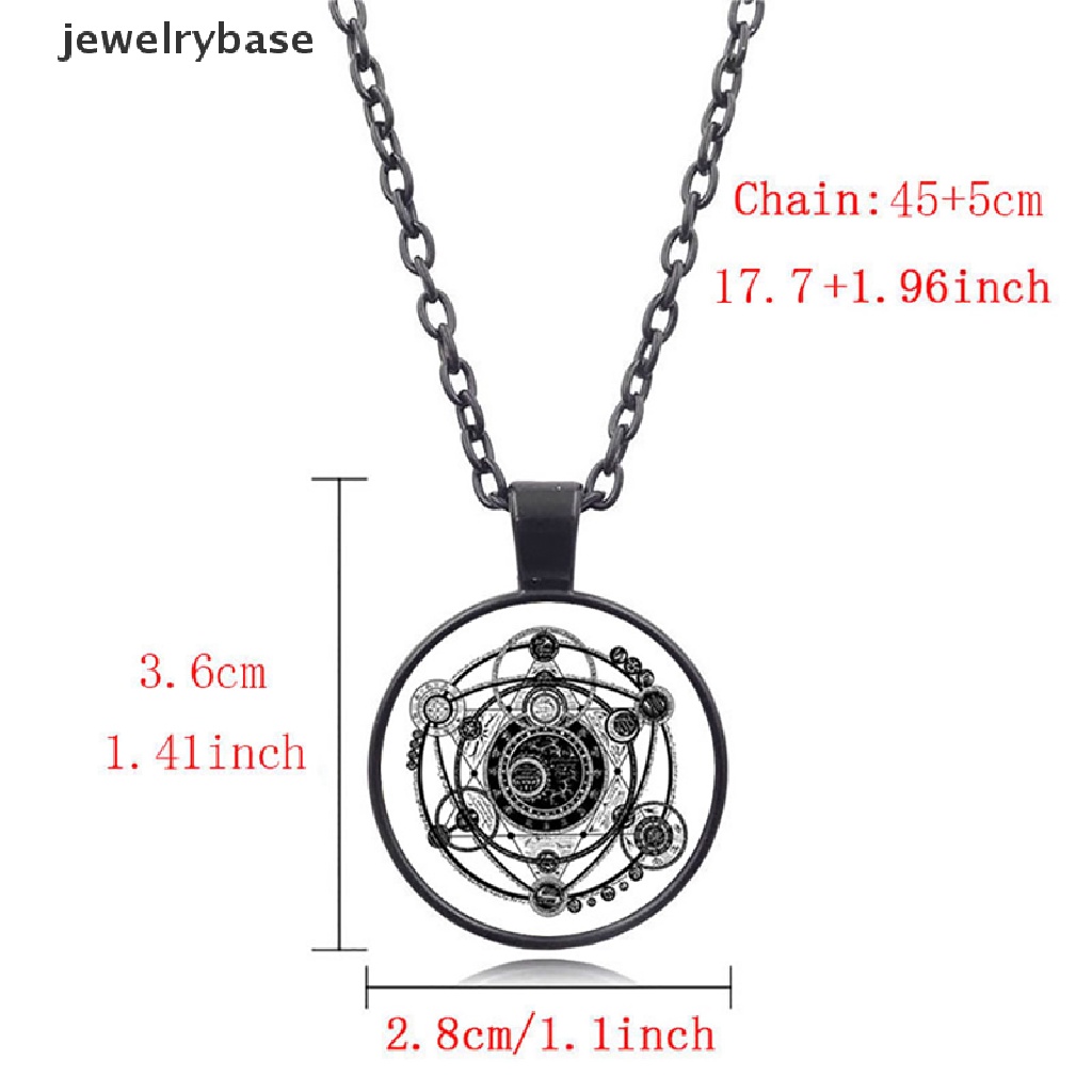 [jewelrybase] Retro Fantasy Magic Sigi Witchcraft Pola Liontin Kalung Kaca Cabochon Perhiasan Kalung Pria Wanita Aksesoris Hadiah Souvenir Butik