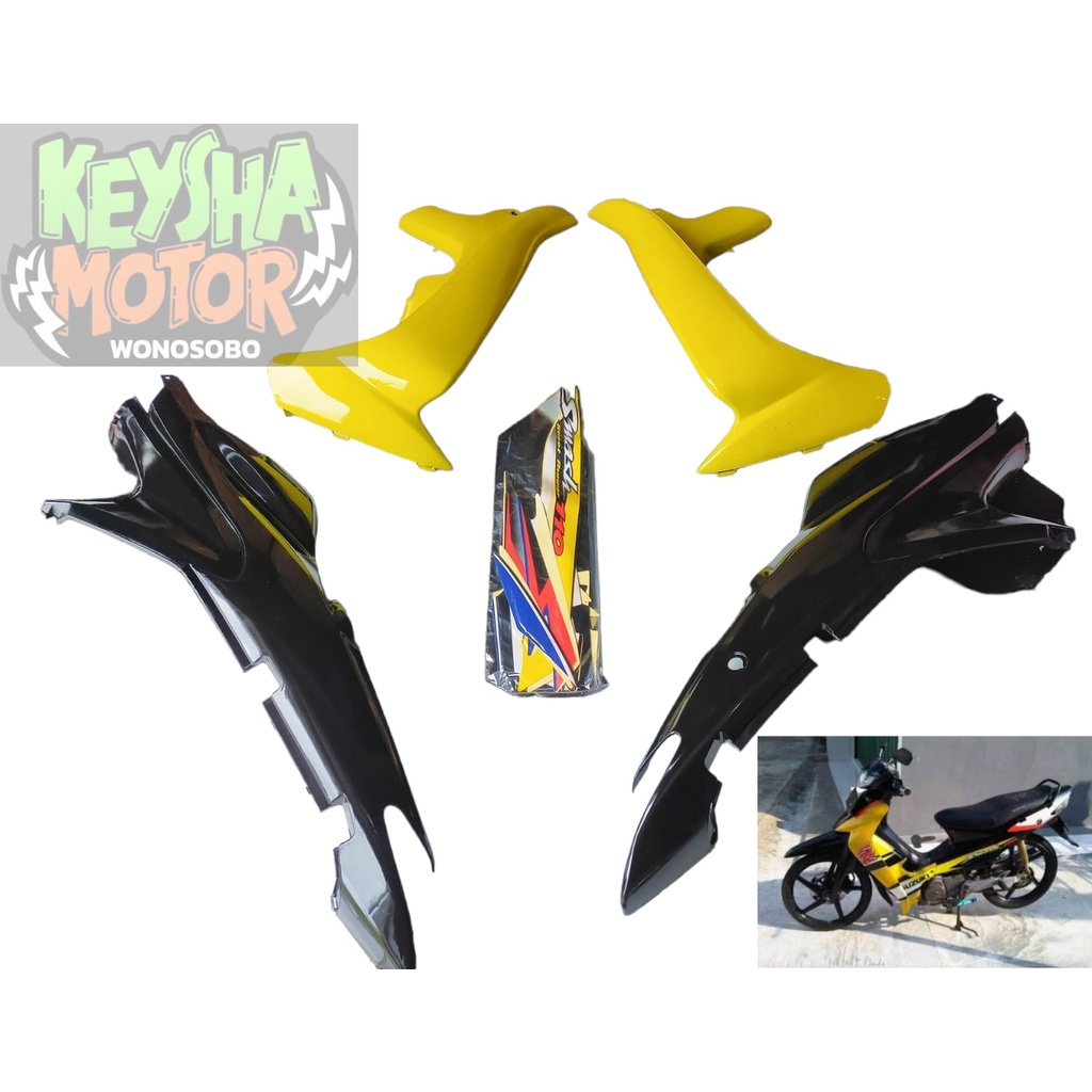 COVER BODY SET SAYAP SMASH LAMA WARNA KUNING SET STIKER
