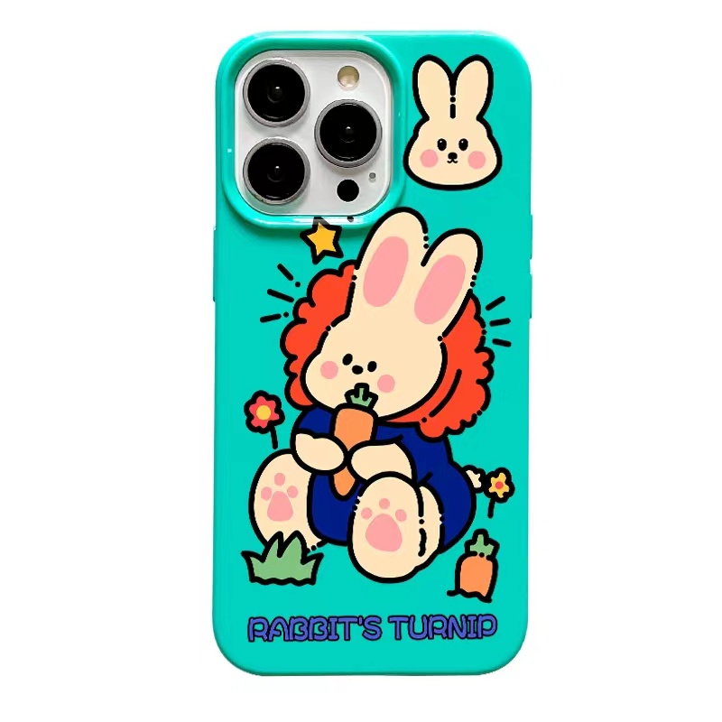 IPHONE Ins Pola Kelinci Cocok Untuk Iphone14 14pro 14plus 13 13mini 13pro 13prm iPhone12 7Plus 8Plus Xr XS 13 12mini Pro Max Empat Sudut Casing Ponsel Tahan Guncangan