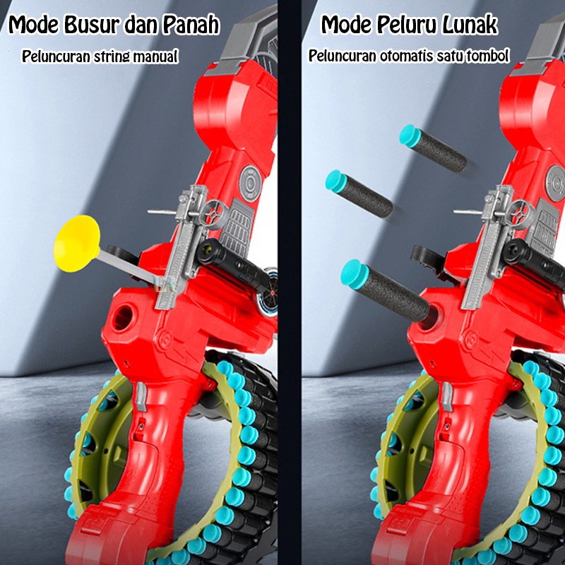 LNR Shop Set Mainan Paket Lengkap Dual Mode Anak Busur Panah Crossbow dan Shot Gun Tembakan Elektrik Peluru Lunak Busa Dengan 34 Lubang Soft Bullet Gun Blaster Ejeksi Snipper