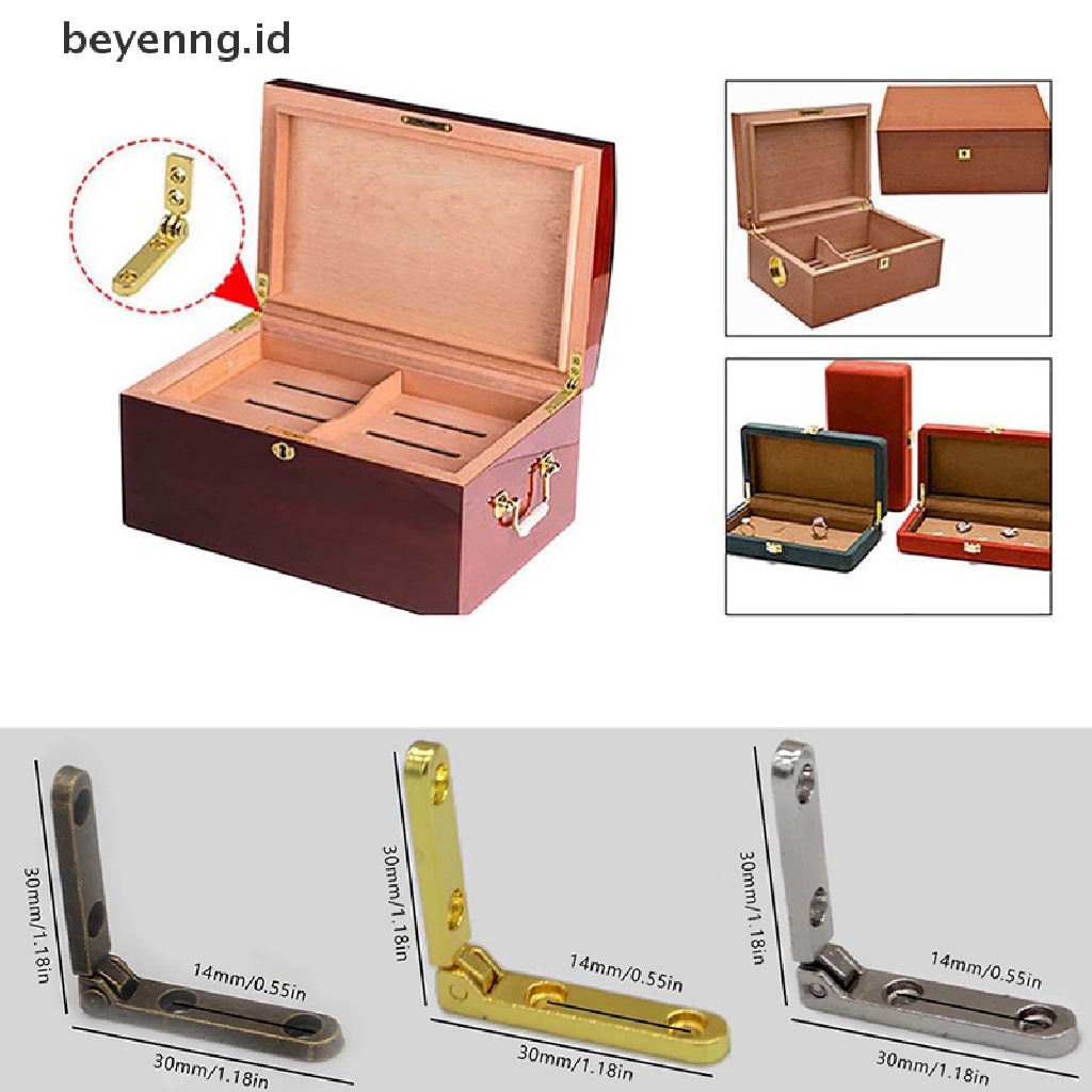 Beyen 10PC 30X30mm Engsel Furniture Kecil Zinc alloy 90derajat Tujuh Huruf Spring Hinges Untuk Kotak Perhiasan Kabinet Fitgs Hardware ID