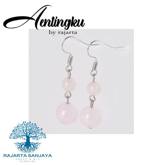 Anting Ku Rose Quartz Crystal Stone Natural