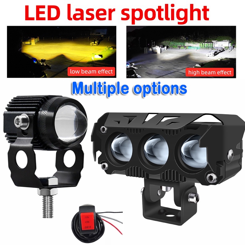 Lampu Depan LED Motor Spot light Mini Driving light Putih Kuning High and low light Lampu Sorot Motor Fog Lamp