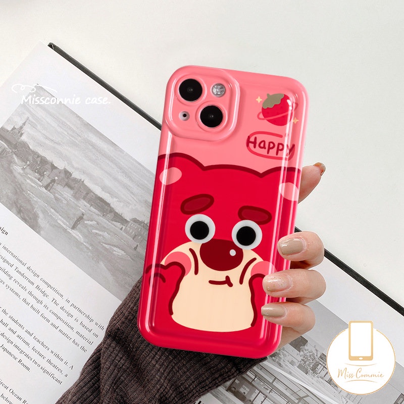 Cute Strawberry Bear Manyo Couples Phone Case Kompatibel Untuk IPhone 7Plus XR 11 12 13 14 Pro MAX 6 6S Plus 8Plus X XS MAX Kartun Alien Toy Story Shockproof Airbag Soft TPU Cover