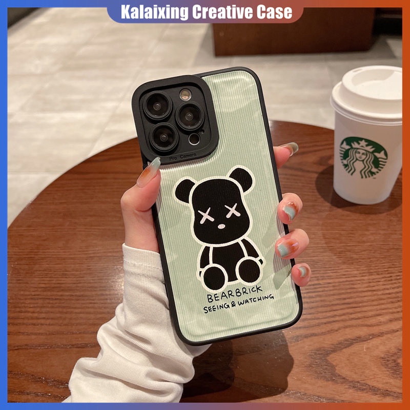 Casing Motif Bearbrick Garis Vertikal Untuk iIPhone 14 Pro Max13 12 11 Pro 14 Plus X Xs Max XR Back Cover