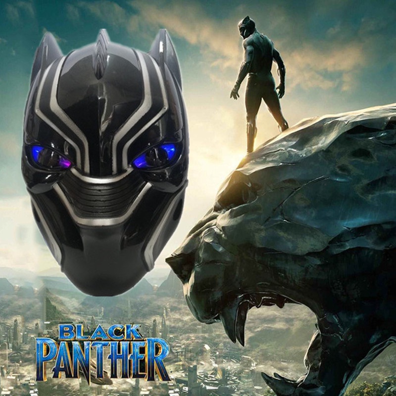 Mainan Figure Topeng The Avengers Black Panther Superhero Topeng LED Cosplay Halloween Realistis Properti Pesta Untuk Anak Dewasa