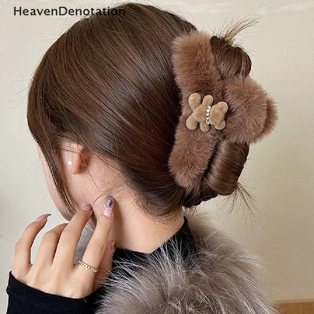 [HeavenDenotation] Baru Lucu Beruang Musim Dingin Mewah Akrilik Rambut Cakar Klip Wanita Perempuan Hiu Hair Clip HDV