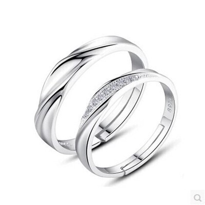Goldkingdom Aksesoris Perhiasan Fashion Ready Stock Cincin Pasangan Eropa Dan Amerika Yang Dapat Disesuaikan Perempuan Versi Korea Dari Zirkon Pernikahan Berlian Cincin Sepasang