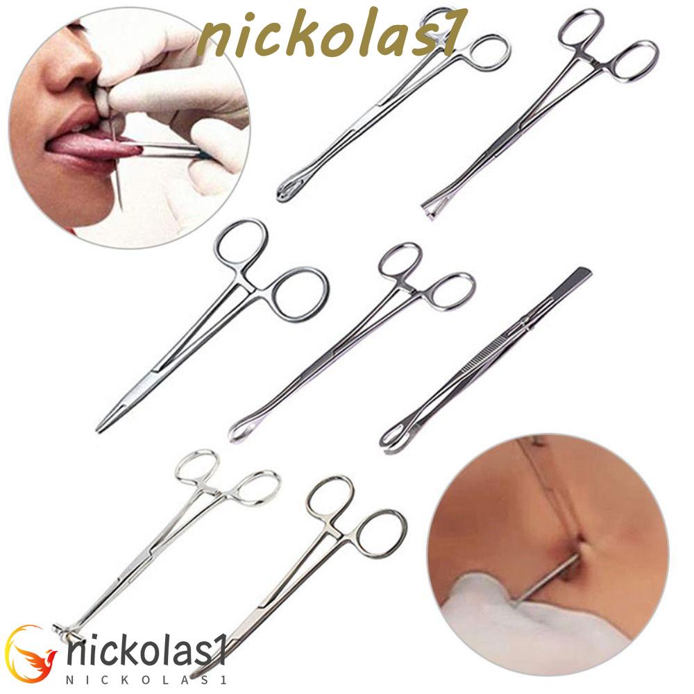 Nickolas1 Penjepit Tindik Stainless Steel Untuk Stud Telinga Untuk Hidung Stud Alat Tindik Tindik Tindik Tubuh Bulat Terbuka Forceps Jarum Pinset Open Triangle Forceps
