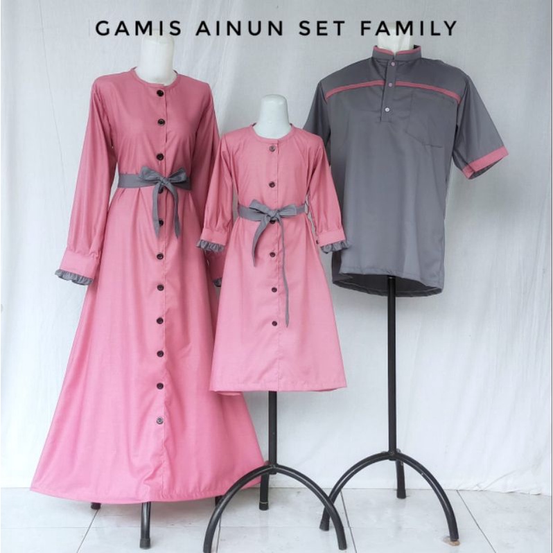 gamis ainun set family/gamis lebaran terbaru/gamis couple family/gamis lebaran keluarga/seragam lebaran terbaru/gamis couple ibu dan anak