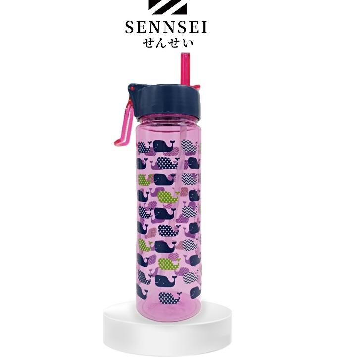 ➵ Sennsei Botol Minum Bermotif Karakter Plastik 650ml/ Tempat Tumbler Sedotan Botol Minum Anak - 555