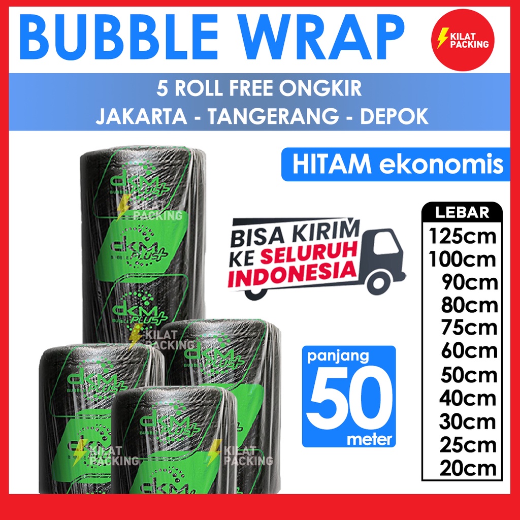 

PLASTIK BUBBLE WRAP HITAM EKONOMIS / BUBBLE WRAP MURAH DKM+ 50 METER SATUAN