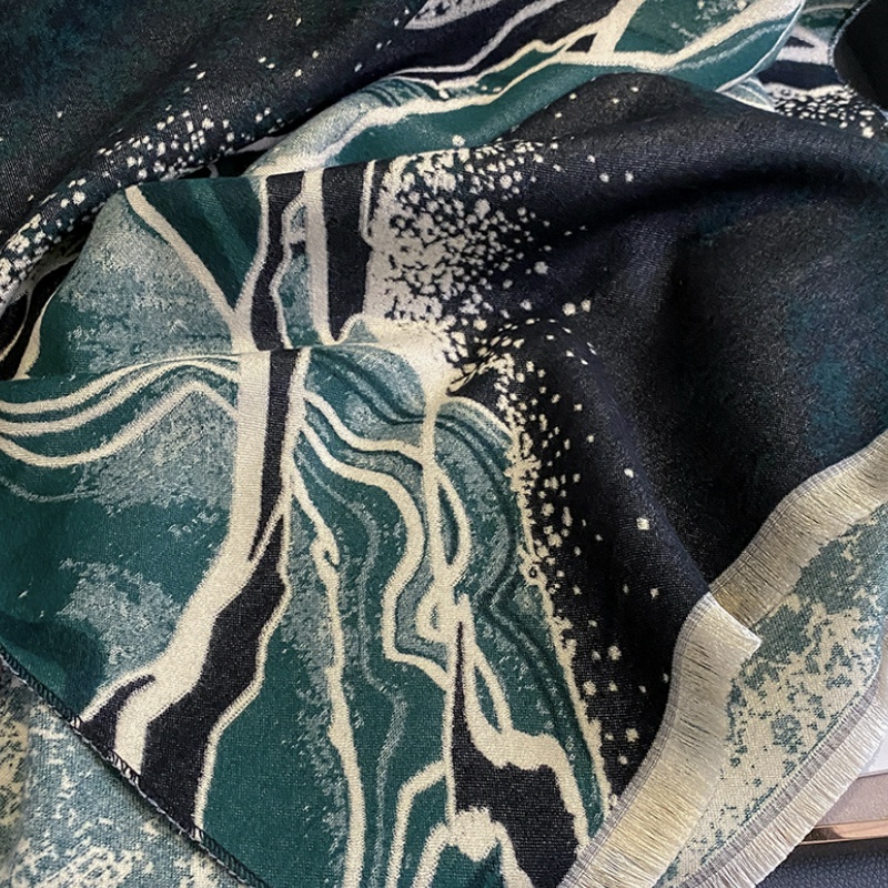 Syal &quot;Wave&quot; 65 x 190 Motif Anggun yang mewah Bahan High Grade Cashmere Immitation